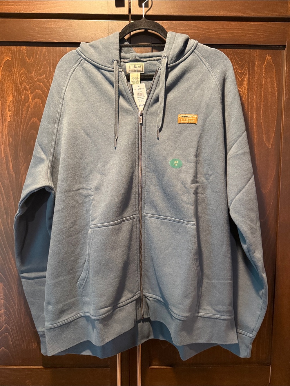 NWT L.L. Bean Katahdin Iron Works Muted Blue Full-Zip Hoodie Sweatshirt Size XLT